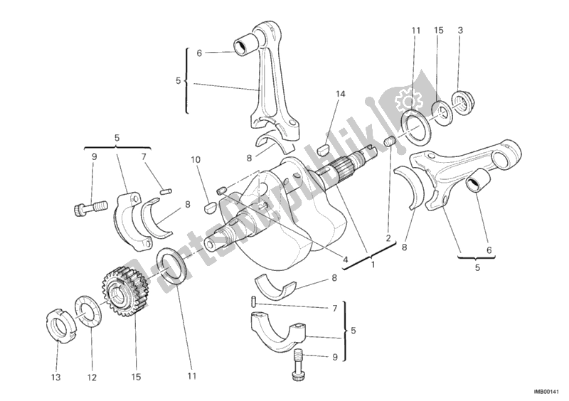 All parts for the Crankshaft of the Ducati Sportclassic GT 1000 USA 2008